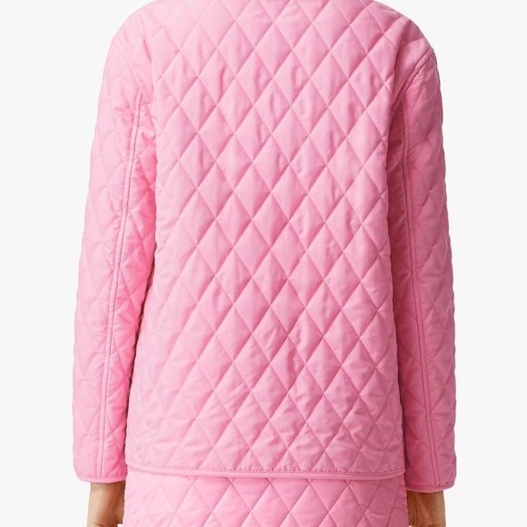 BURBERRY Diamond quilted jacket XS BUBBLE GUM Pink brown corduroy collar ๐ HP - Picture 4 of 16